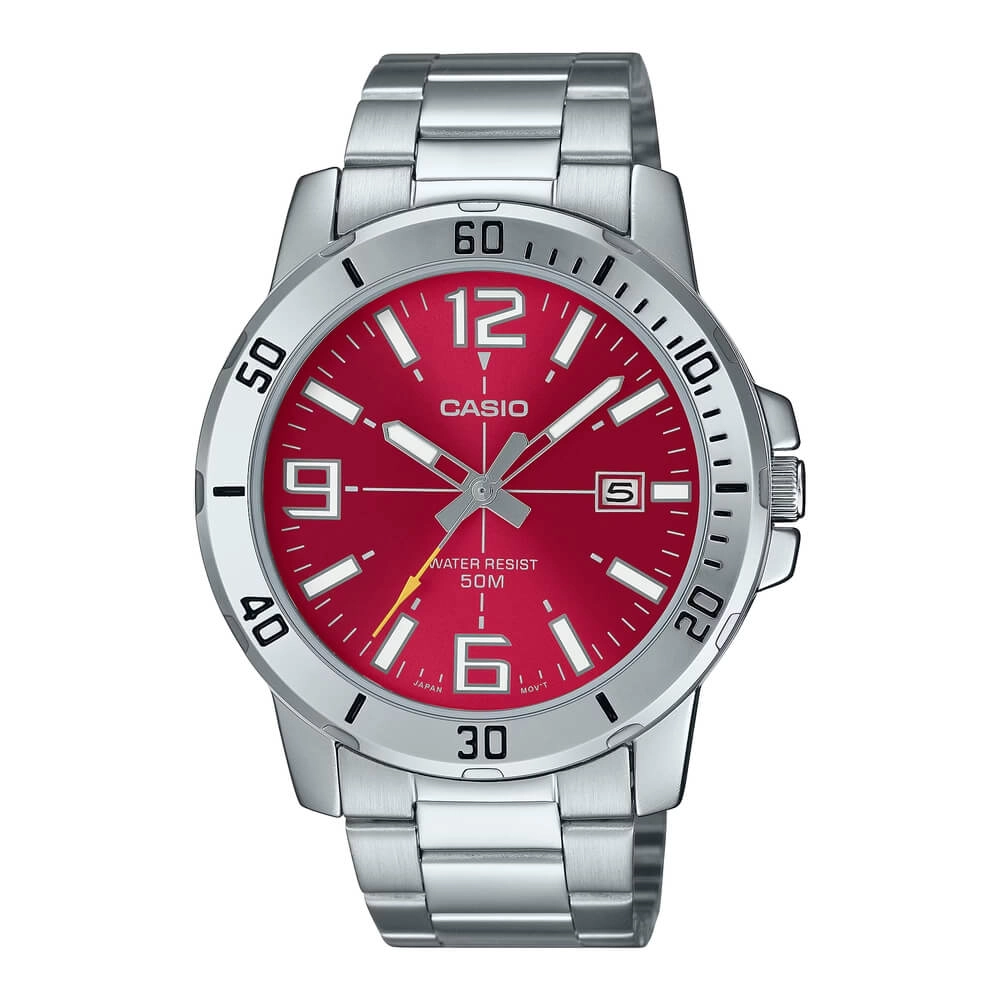 Casio-MTP-VD01D-4BVUDF-Watch Casio MTP-VD01D-1E2V Red Dial Man's Watch - Image 1
